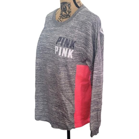 Small Victoria's Secret Pink sweatshirt spacedye gray mesh hot pink sides - Picture 2 of 6